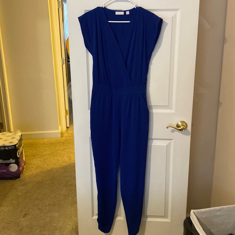 Royal blue jumpsuit with pockets!